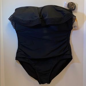 Kona Sol black bandeau top bathing suit